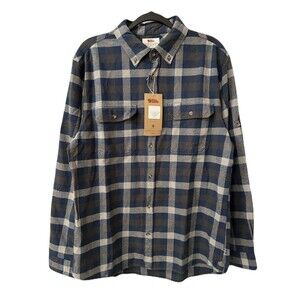 NEW Fjallraven Mens Size XXL Skog Button Shirt Slim Fit Blue Green Plaid Flannel
